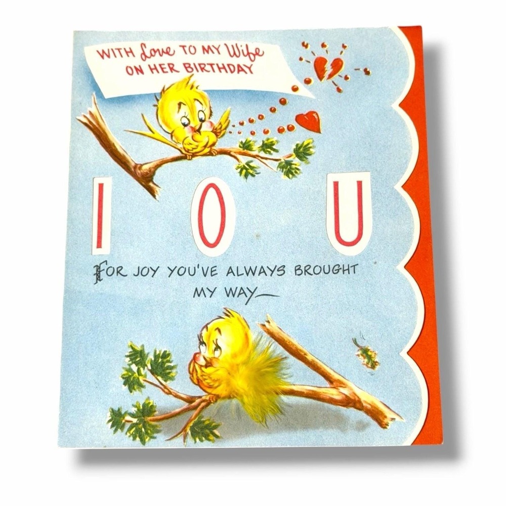 American Greetings With Love to My Wife on Her Birthday Birds Vintage Card ABX